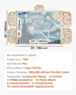 Sukama Puzlės Lenta (Stovas) 1500 Detalių, Su 5 Stalčiais ir Dangčiu, Pušies Mediena, Matmenys 890 x 660 x 30 mm - Image 7