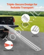 Sulankstoma Pakrovimo Rampa Keturračiams/Motociklams, 3050 mm x 295 mm, 272 kg, Aliuminis - Image 4