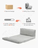 Sulankstoma Sofa-Lova 3-In-1, Dvigulė Lova Su Atminties Putomis. Tamsiai Pilka, Veliūras, 241x136x12 Cm - Image 3