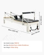 Sulankstomas Pilates Reformeris, Aliuminio/Plieno Rėmas, 208 x 56 x 72,5 cm (Išskleistas), Iki 181,44 kg - Image 7