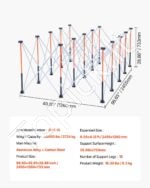 Sulankstomas darbo stalo rėmas 2464×1264×733 mm, 2724 kg galia, metalas, su krepšiu - Image 4