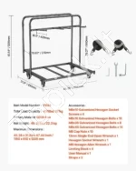 Sunkios Apkrovos Sulankstomų Stalo ir Kėdžių Vežimėlis 1150x810x1205 mm, Iki 5 stalų ir 14 kėdžių, Juodas Plienas - Image 7