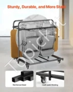Sunkios Apkrovos Sulankstomų Stalo ir Kėdžių Vežimėlis 1150x810x1205 mm, Iki 5 stalų ir 14 kėdžių, Juodas Plienas - Image 4