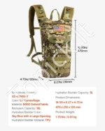 Taktinė Hidratacinė Kuprinė su 3L TPU Gertuve, 600D Oxford Audinys - Image 6