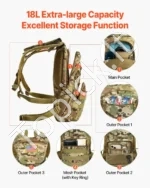 Taktinė Hidratacinė Kuprinė su 3L TPU Gertuve, 600D Oxford Audinys - Image 4