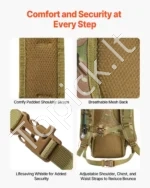 Taktinė Hidratacinė Kuprinė su 3L TPU Gertuve, 600D Oxford Audinys - Image 5