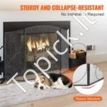 Trijų Dalių Židinio Apsauga nuo Žiežirbų, Sulankstoma, Geležinė, Plotis 121,9 cm - Image 5