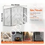 Trijų Dalių Židinio Apsauga nuo Žiežirbų, Sulankstoma, Geležinė, Plotis 121,9 cm - Image 6