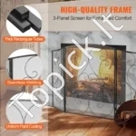 Trijų Dalių Židinio Apsauga nuo Žiežirbų, Sulankstoma, Geležinė, Plotis 121,9 cm - Image 2