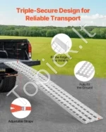 Tvirta Sulankstoma Užvažiavimo Aliuminio Rampa, 3050 mm x 450 mm, 680 kg, Keturračiui, Motociklui Ir Vežimėliui - Image 4