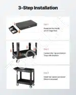 Tvirtas Dirbtuvių Vežimėlis su Dviem Lentynomis Polipropilenas - Image 6