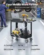 Tvirtas Dirbtuvių Vežimėlis su Dviem Lentynomis Polipropilenas - Image 2