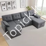 U Formos Sofa Lova Transformeris 6 Vietų, 287x145x91 cm, Išskleidžiama, su Dviem Patalynės Dėžėmis, Pilkas Linas - Image 8