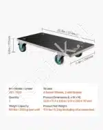 Universalus Transportavimo Vežimėlis-Platforma | Juodas | 250 kg Keliamoji Galia | 574x290x117 mm | Guminiais Ratukais - Image 7