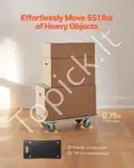 Universalus Transportavimo Vežimėlis-Platforma | Juodas | 250 kg Keliamoji Galia | 574x290x117 mm | Guminiais Ratukais - Image 2