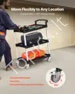 Universalus Triaukštis Serviso Vežimėlis Su Ratukais, Juodas Plastikas / Aliuminis, 88x41x99 cm, 136 kg Keliamoji Galia - Image 3