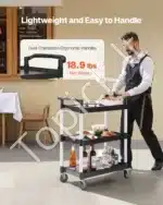 Universalus Triaukštis Serviso Vežimėlis Su Ratukais, Juodas Plastikas / Aliuminis, 88x41x99 cm, 136 kg Keliamoji Galia - Image 5