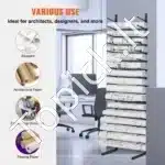 Vertikalus Pakabinamas Brėžinių Stovas Su 16 Skyrių, Metalinis Laikiklis Dviem Rulonams, 212,5 x 54 x 28,5 cm, Juodas - Image 5