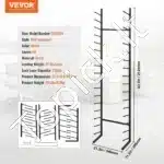 Vertikalus Pakabinamas Brėžinių Stovas Su 16 Skyrių, Metalinis Laikiklis Dviem Rulonams, 212,5 x 54 x 28,5 cm, Juodas - Image 6