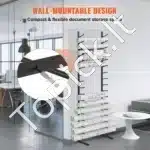 Vertikalus Pakabinamas Brėžinių Stovas Su 16 Skyrių, Metalinis Laikiklis Dviem Rulonams, 212,5 x 54 x 28,5 cm, Juodas - Image 3