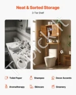 Vonios Spintelė Virš Tualeto Aukštis 165 cm, Natūralios Medienos Imitacijos - Image 4