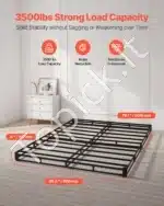 Žemo Profilio „Queen Size“ Lovos Pagrindas (Boxspring), Metalinis Rėmas, Nuimamas Pilkas Audinys, 201 x 151 x 10,2 cm - Image 2