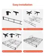 Žemo Profilio „Queen Size“ Lovos Pagrindas (Boxspring), Metalinis Rėmas, Nuimamas Pilkas Audinys, 201 x 151 x 10,2 cm - Image 6