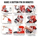 Ženkliukų (Sagų) Gaminimo Presas 75 mm, Profesionali Mašina su 500 Vnt. Komplektu - Image 5