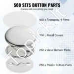 Ženkliukų (Sagų) Gamybos Rinkinio Dalys 32 mm, 500 Vnt., Metalas ir Plastikas (250/250) - Image 3