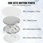 Ženkliukų (Sagų) Gamybos Rinkinio Dalys 58 mm, 500 Vnt., Metalas ir Plastikas (250/250) - Image 4