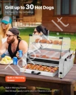 Pramoninis Hot Dog'ų (Dešrainių) Grilius su 11 Besisukančių Volelių ir Bandelių Šildytuvu, 2400 W - Image 3