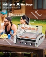 Profesionalus 2200 W Dešrelių Grilius su 11 Besisukančių Nerūdijančio Plieno Volelių ir Dangčiu - Image 2