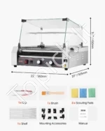 Profesionalus 2200 W Dešrelių Grilius su 11 Besisukančių Nerūdijančio Plieno Volelių ir Dangčiu - Image 7