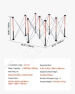 Sulankstomas darbo stalo rėmas 1264×1264×733 mm, 1589 kg galia, platus, metalinis, su krepšiu - Image 4