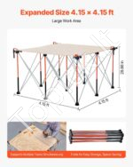 Sulankstomas darbo stalo rėmas 1264×1264×733 mm, 1589 kg galia, platus, metalinis, su krepšiu - Image 3