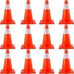 Universalus PVC Eismo Kūgių Rinkinys (12 vnt.), Oranžiniai, 45.7 cm Aukščio, Su Atšvaitu, 28 x 28 cm