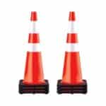 Aukšti PVC Kelio Kūgiai (6 vnt.), Oranžiniai, 92 cm, Su Guma Svertu 35.6 x 35.6 cm Pagrindu