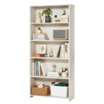 Knygų Lentyna, 5 Aukštai, baltos Spalvos, 173.5 x 79.2 x 29.7 cm, Reguliuojama