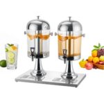 Dvigubas Nerūdijančio Plieno Gėrimų Dozatorius / Sulčių Talpykla 2x8 L su Kraneliais 558x348x560 mm, Sidabrinė