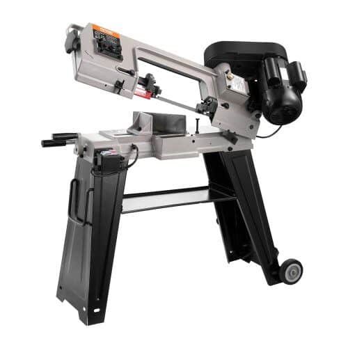 us2FBXSSJSSPDJBKHTKDKV22Fgoods_img-v12Fmetal-band-saw-m100-1.2.jpg Horizontalus/Vertikalus Metalo Pjūklas 550W, Pjovimas 100×150mm, 3 Greičiai, 0−45∘ Kampas, Su Ratukais - Image 1