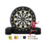 Didelis Pripučiamas Futbolo Smiginis (Dartboard) 244 cm Aukščio, Juodas, su 9 Kick Darts Kamuoliais