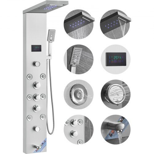 us2FFTYS6CS2MSDPKUG3WV92Fgoods_img-v12Fshower-panel-tower-m100-1.2.jpg Moderni Dušo Panelė Su LED Ekranu  6 Funkcijos,134,5 x 20 cm - Image 1