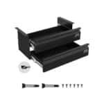 Dvigubas Ištraukiamas Metalinis Stalčius po Stalu su Lentyna, 457×227×200 mm, Juodas, Plienas