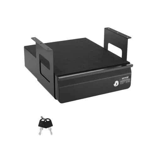 us2FGZTCTGCK13INQ7J3OV02Fgoods_img-v12Funder-desk-drawer-m100-1.2.jpg Metalinis Stalčius po Stalu su Užraktu ir Lentyna, 365×335×185 mm, Juodas, Plienas - Image 1