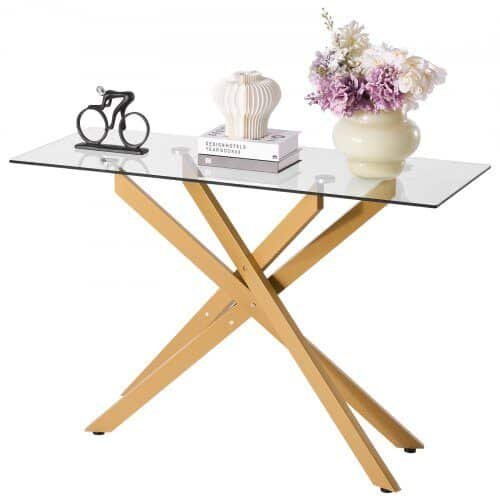 us2FJSXGZ45YCBL1JHXAB001V02Fgoods_img-v12Fconsole-table-m100-1.2.jpg Prabangus Konsolinis Staliukas, Aukso Spalvos Metalas ir Grūdintas Stiklas. 114,3 x 45,7 x 76,2 cm - Image 1