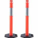 Mobilūs Kelio Žymėjimo Stulpai (2 vnt.), Raudoni, 110 cm Aukščio, Su Svertu 43 x 43 cm Guminiu Pagrindu