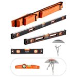 Magnetinių Gulsčiukų Rinkinys (4 vnt.): 120 cm, 60 cm, 40 cm, 25 cm, Smūgiams Atsparus Aliuminis