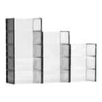 Modulinių Batų Dėžių Komplektas 12 Vnt. Skaidrios, Juodas Rėmas, PP/PS Plastikas, 33.4x23x14.5 cm (Viena Dėžė)