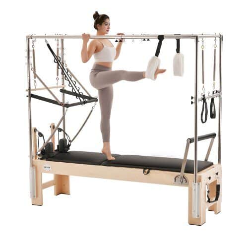 us2FKDLKPLTHXCFMYLYB8V02Fgoods_img-v12Fpilates-reformer-m100-1.2.jpg Profesionalus Pilates Reformeris (Pilateso Mašina) Iš Medžio, 3-in-1, 240 x 86 x 213 cm, iki 181,44 kg - Image 1