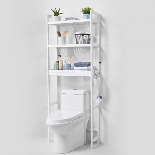 us2FLDSGMTCWJ3CZG6DMMV02Fgoods_img-v12Fover-toilet-storage-rack-m100-1.2.jpg Vonios Bambuko Lentyna Virš Tualeto 3 Pakopos, Reguliuojamas Aukštis, 63 x 26 x 170 cm - Image 1